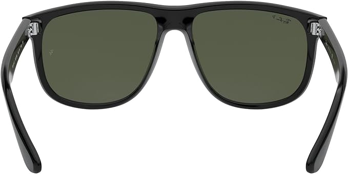 Ray-Ban RB4147 Boyfriend Square Sunglasses, Black/Polarized Dark Green, 60 mm